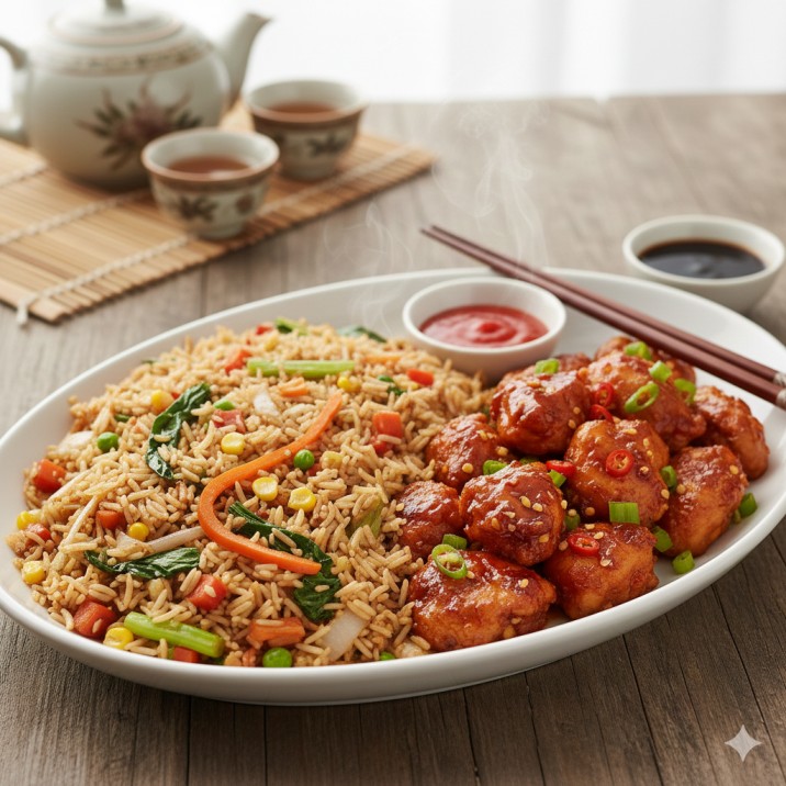 Chilli Chicken and Veg Fried Rice